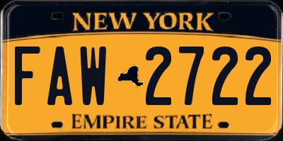 NY license plate FAW2722