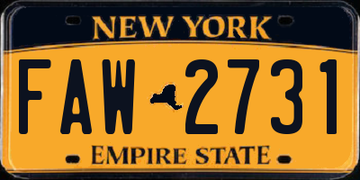 NY license plate FAW2731