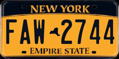 NY license plate FAW2744