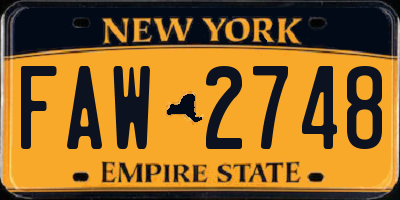 NY license plate FAW2748