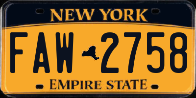 NY license plate FAW2758