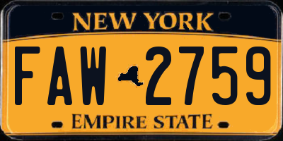 NY license plate FAW2759