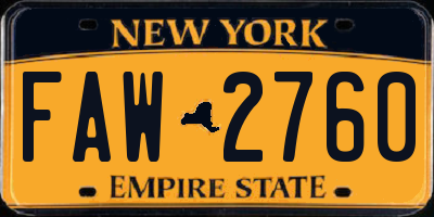 NY license plate FAW2760