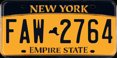 NY license plate FAW2764