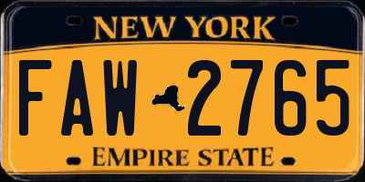 NY license plate FAW2765