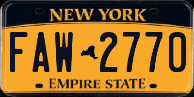 NY license plate FAW2770