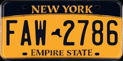 NY license plate FAW2786