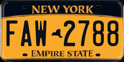 NY license plate FAW2788
