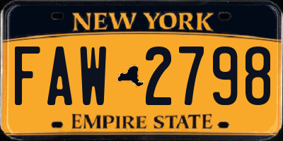 NY license plate FAW2798