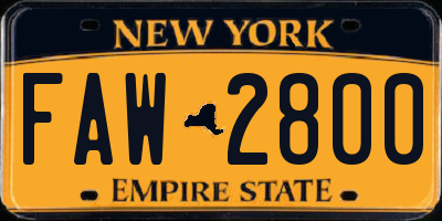 NY license plate FAW2800