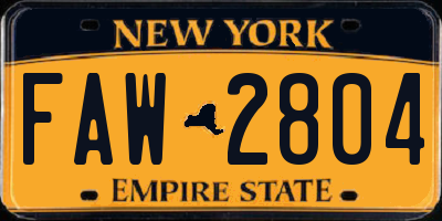 NY license plate FAW2804