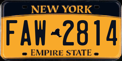 NY license plate FAW2814