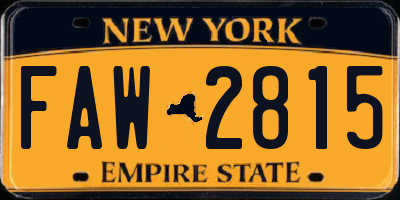 NY license plate FAW2815