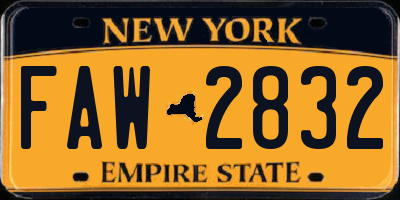 NY license plate FAW2832