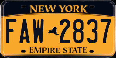 NY license plate FAW2837