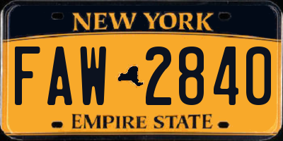 NY license plate FAW2840