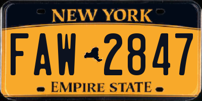 NY license plate FAW2847