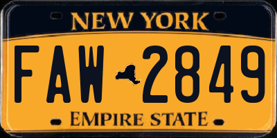 NY license plate FAW2849