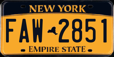 NY license plate FAW2851