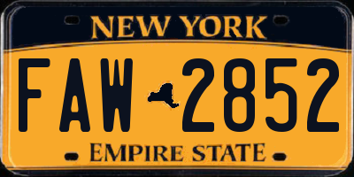 NY license plate FAW2852