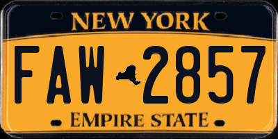 NY license plate FAW2857
