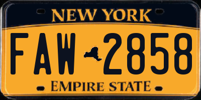 NY license plate FAW2858