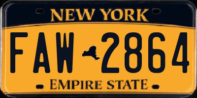 NY license plate FAW2864