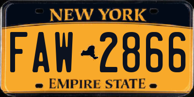 NY license plate FAW2866