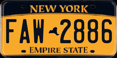 NY license plate FAW2886
