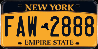 NY license plate FAW2888