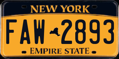 NY license plate FAW2893