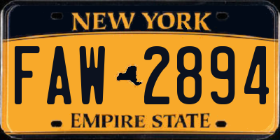 NY license plate FAW2894