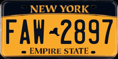 NY license plate FAW2897