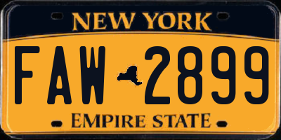 NY license plate FAW2899
