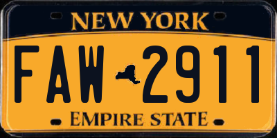 NY license plate FAW2911