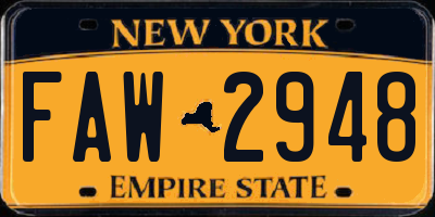 NY license plate FAW2948
