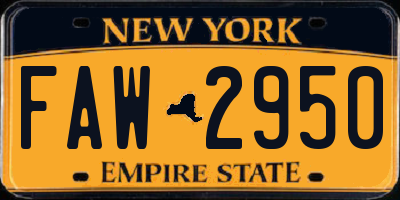 NY license plate FAW2950