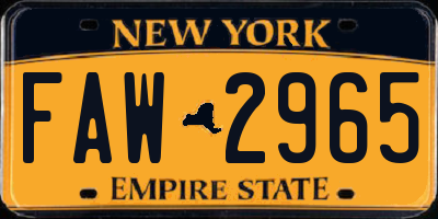 NY license plate FAW2965