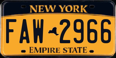 NY license plate FAW2966