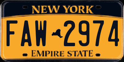 NY license plate FAW2974