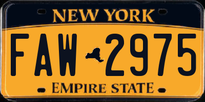 NY license plate FAW2975