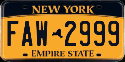 NY license plate FAW2999