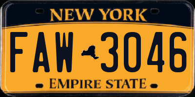 NY license plate FAW3046