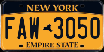 NY license plate FAW3050