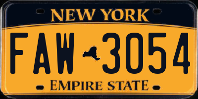 NY license plate FAW3054