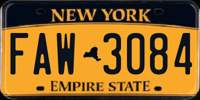 NY license plate FAW3084