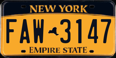 NY license plate FAW3147