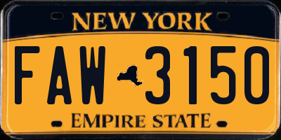 NY license plate FAW3150