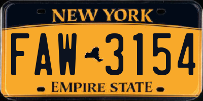 NY license plate FAW3154