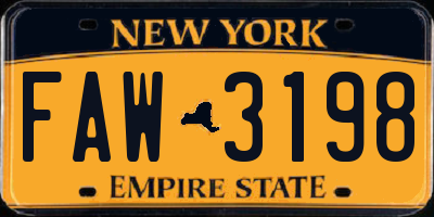 NY license plate FAW3198
